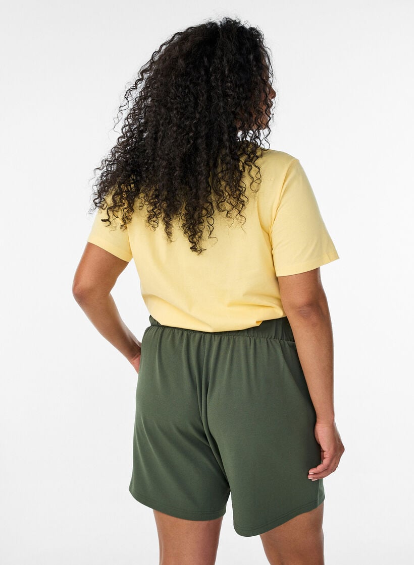 T-shirt en coton biologique avec broderie ajour&eacute;e, Jaune clair, Model image number 2