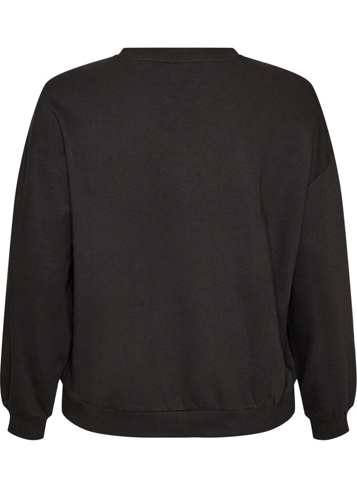 Sweat-shirt avec inscription en boucl&eacute;, Noir, Packshot image number 1