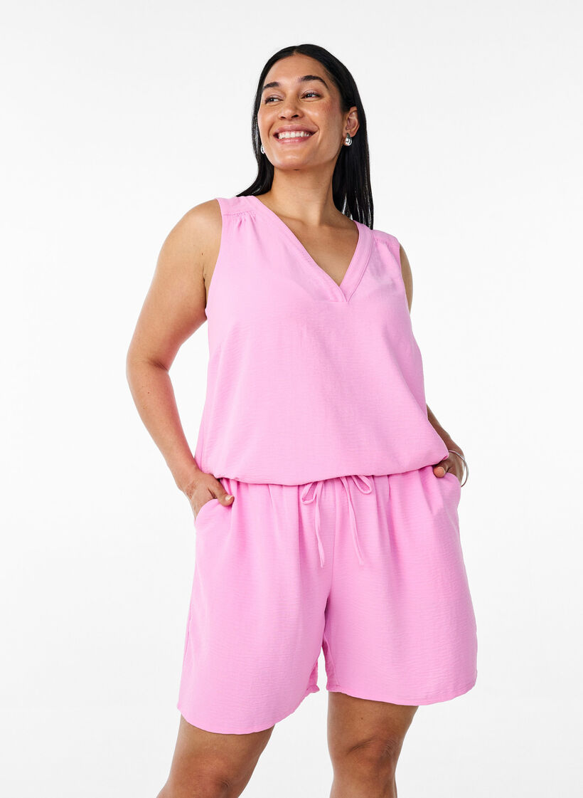 Short avec poches et ceinture &eacute;lastique, Rose, Model image number 0