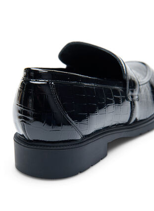 Wijde croco loafers van leer, Black, Packshot image number 4