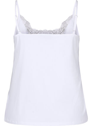 Chemise de nuit en coton avec bordure en dentelle, Bright White, Packshot image number 1
