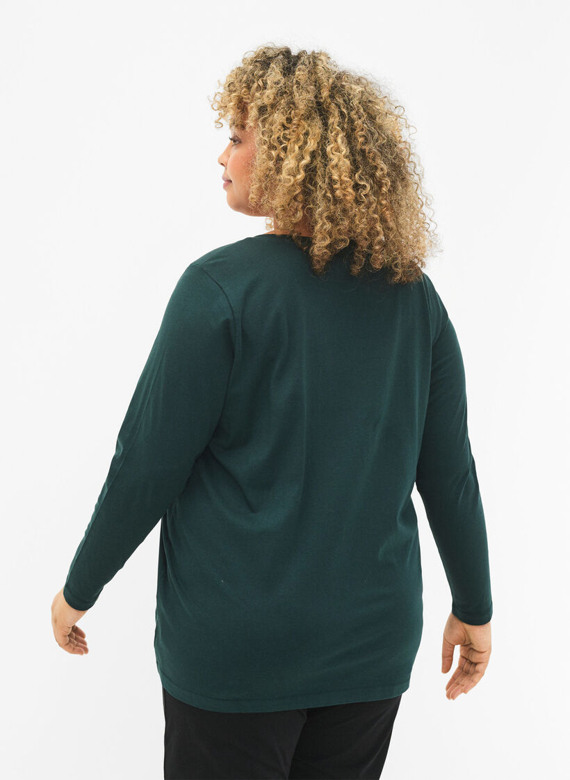 Chemise de nuit en coton avec impression de texte, Scarab, Model image number 1