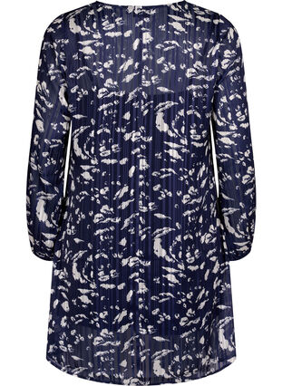 Robes à manches longues avec encolure en V et imprimé, Blue Leaf AOP, Packshot image number 1