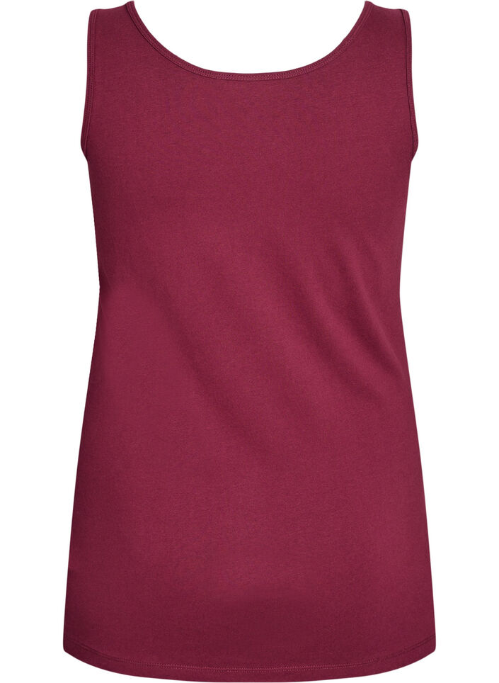 Effen gekleurd basic top in katoen, Donker Bordeaux, Packshot image number 1