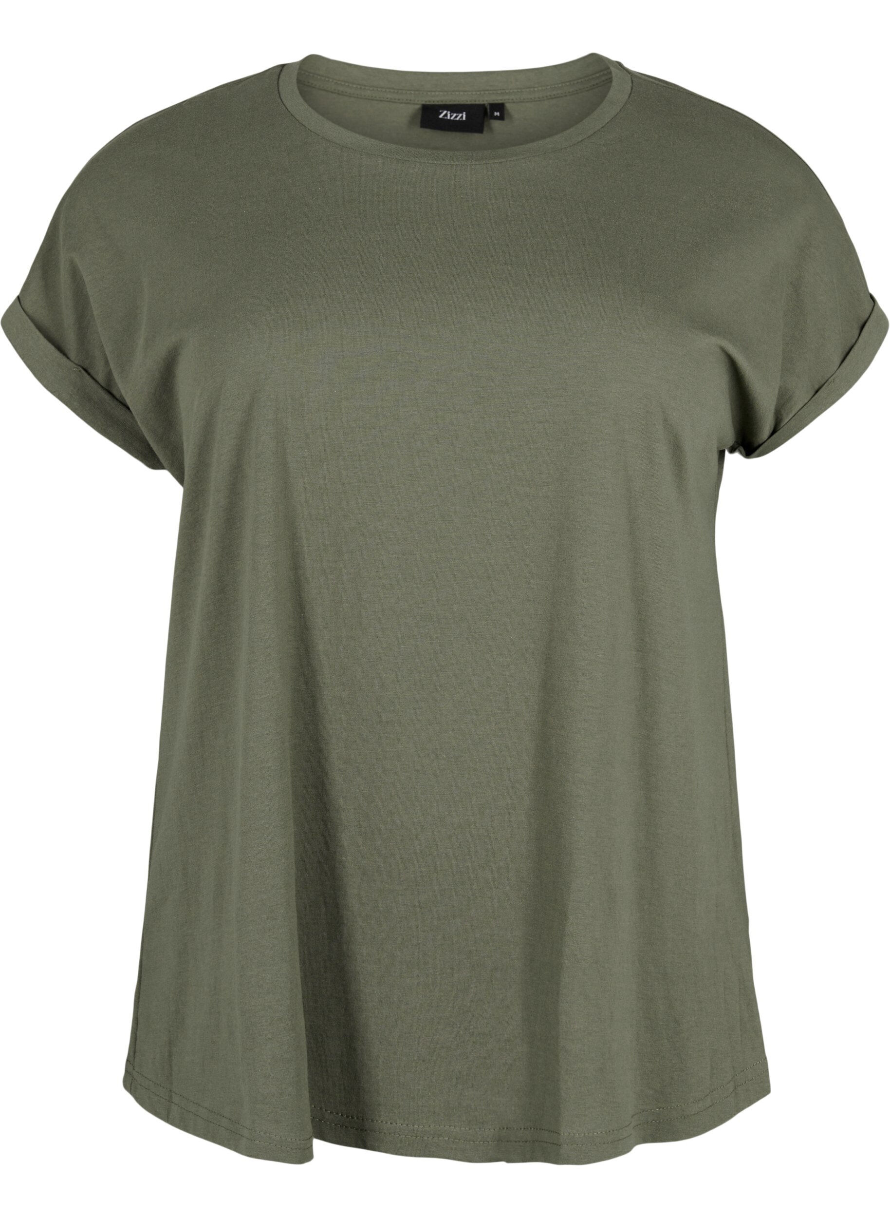 ZizziT-shirt met korte mouwen van katoenmix, Groen, Packshot image number 0