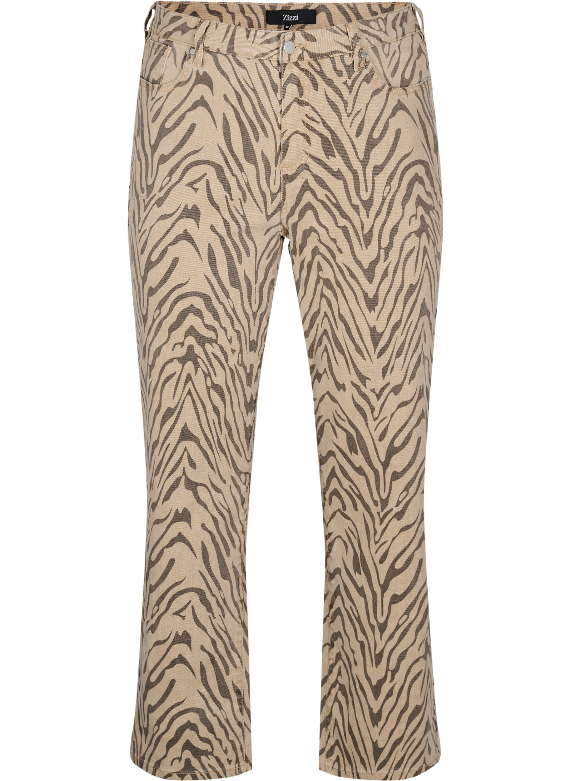 ZizziStraight-fit jeans met zebraprint, Bruin, Packshot image number 0