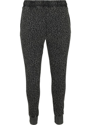 Pantalon de jogging en coton et imprimé léo, Grey Leo Acid Wash, Packshot image number 1