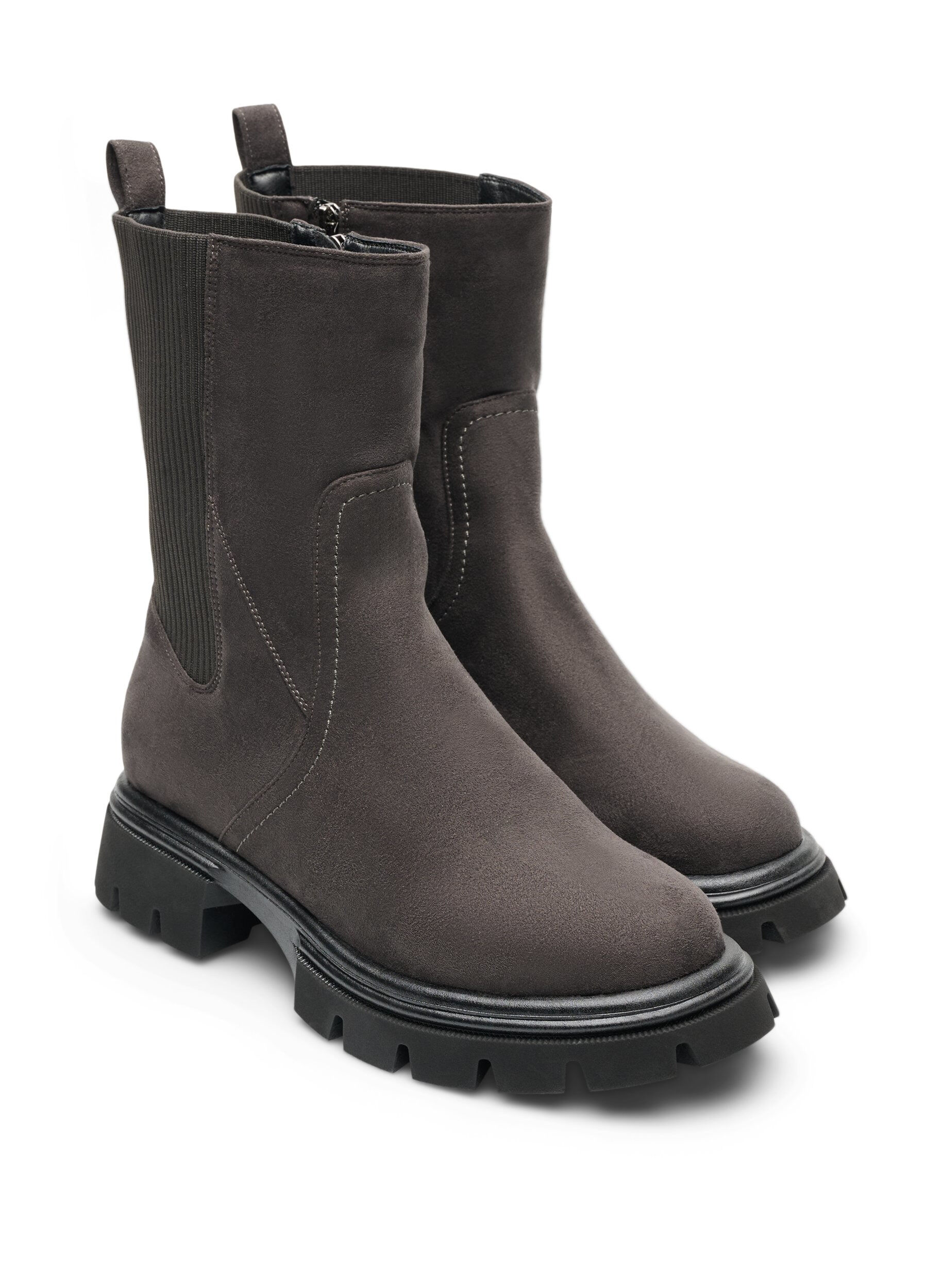 ZizziBottines &agrave; semelle &eacute;paisse en su&eacute;dine, Marron, Packshot image number 1