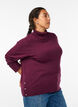 Gebreide blouse met col en knoopjes aan de zijkant, Donker Bordeaux, Model image number 3