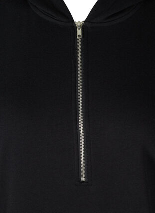 Robe pull longue avec capuche et poche, Black, Packshot image number 2