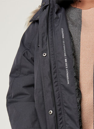 Veste d'hiver imperméable avec capuche, Black, Model image number 2