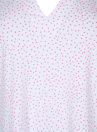 T-shirt en coton avec des points et un col en V, B.White/S. Pink Dot, Packshot image number 2