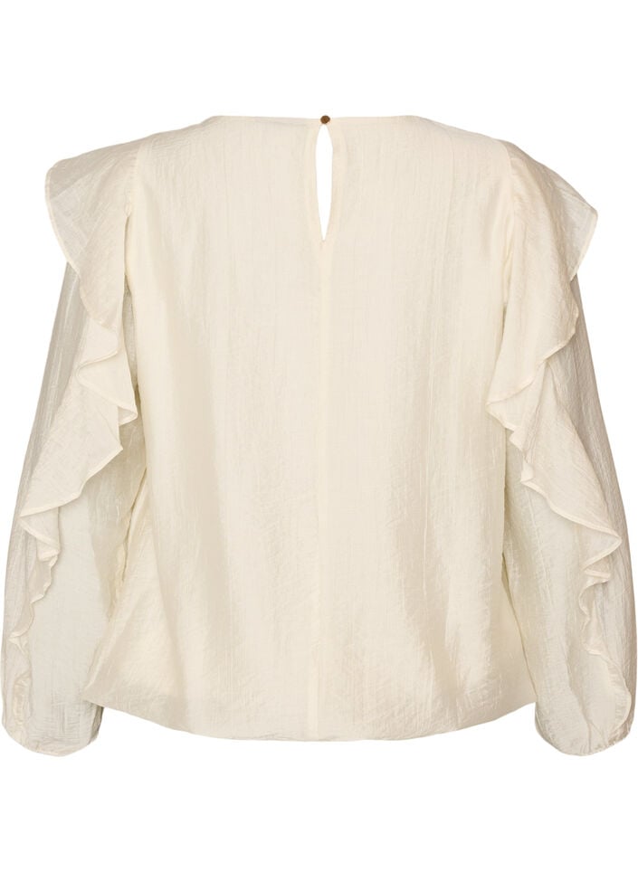 Blouse met ruches en ballonvorm, Vanille, Packshot image number 1