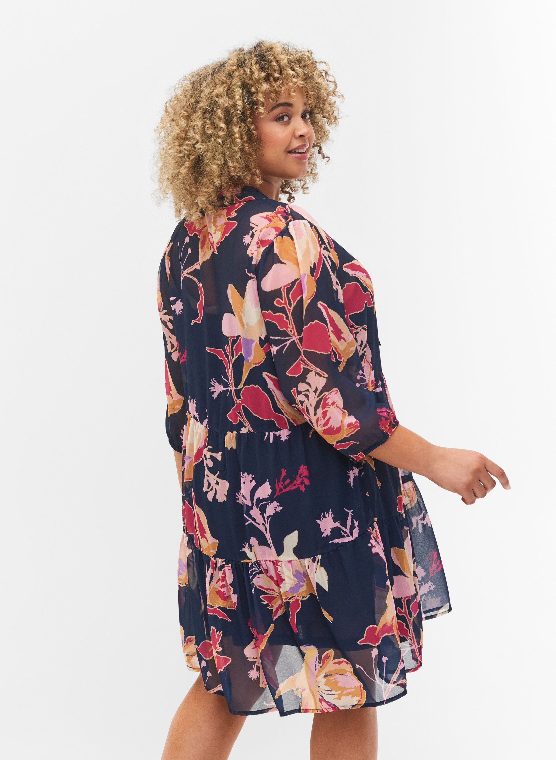 ZizziTuniek met bloemenprint en lurex, Big Flower AOP, Model image number 1