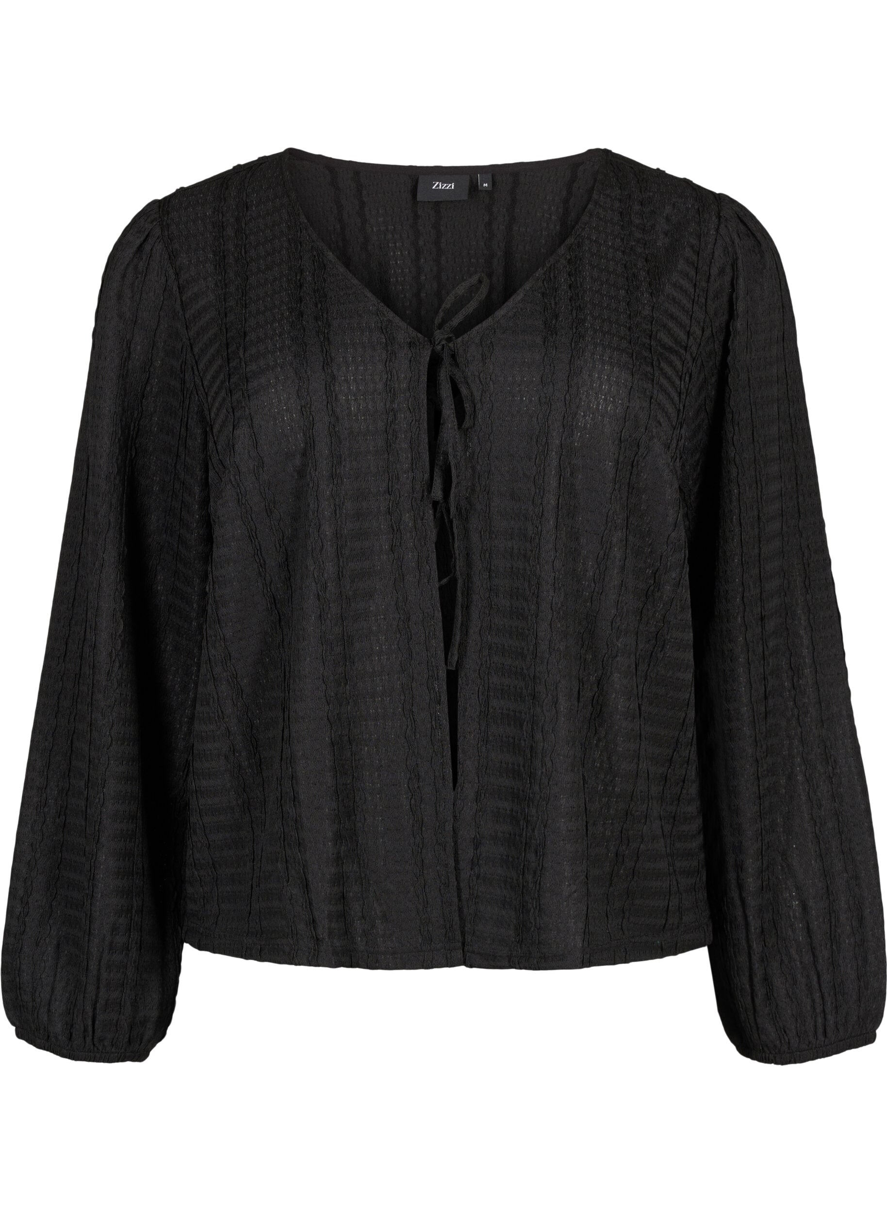 Zizzi Cardigan nou&eacute; sur le devant, Black, Packshot image number 0