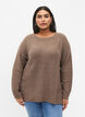 Gemêleerde pullover met zijsplit, Walnut/White Mel., Model image number 0
