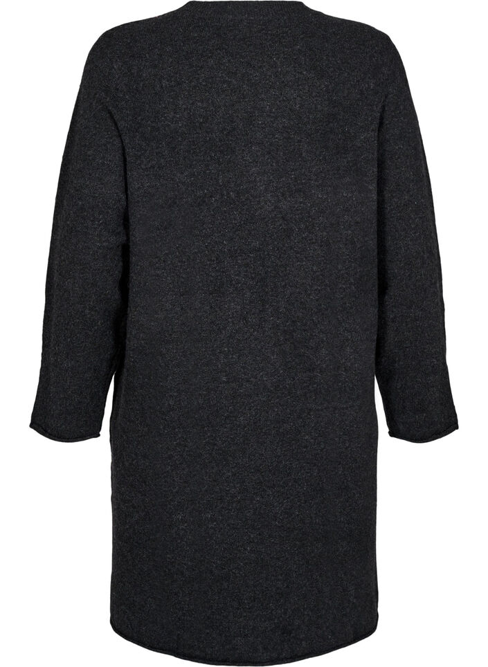 Robe en tricot avec des fentes, Dark Grey Melange, Packshot image number 1