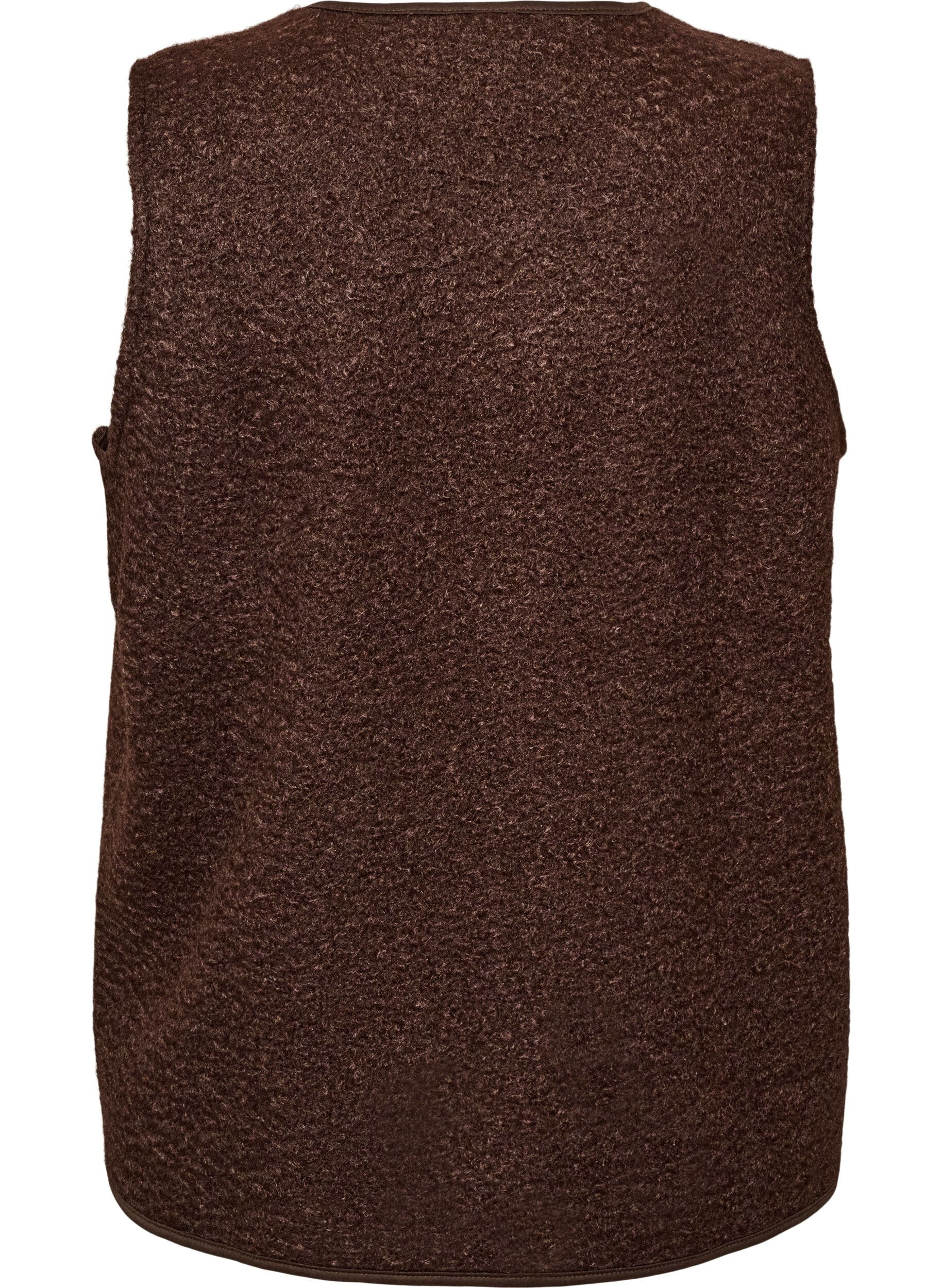 ZizziFleecemouwloos vest met drukknoopjes en zijzakken, Bruin, Packshot image number 1