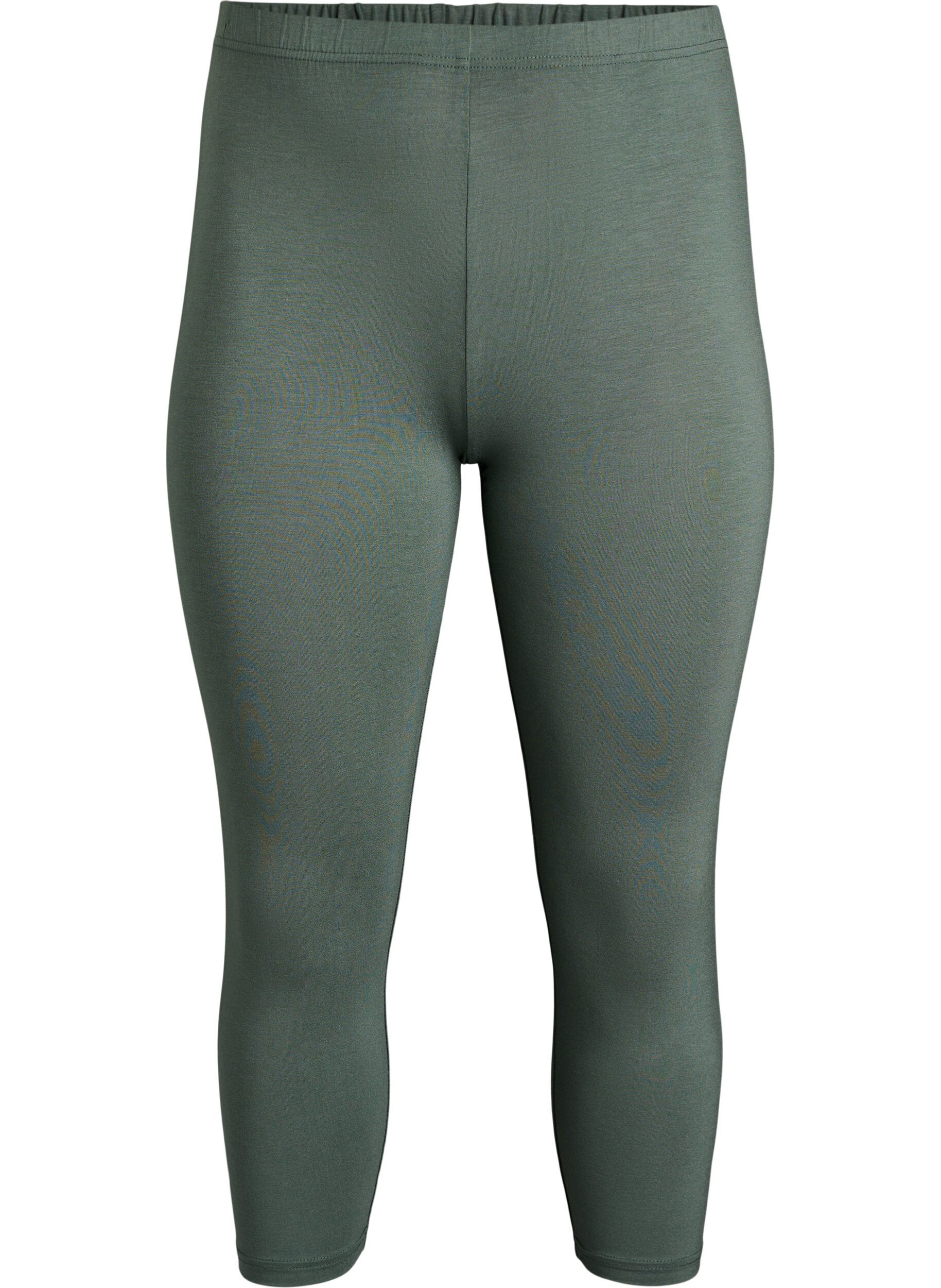 ZizziBasic 3/4 legging in viscose, Groen, Packshot image number 0