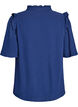 Blouse en mousseline de coton avec broderie anglaise et manches 1/2, Bleu, Packshot image number 1