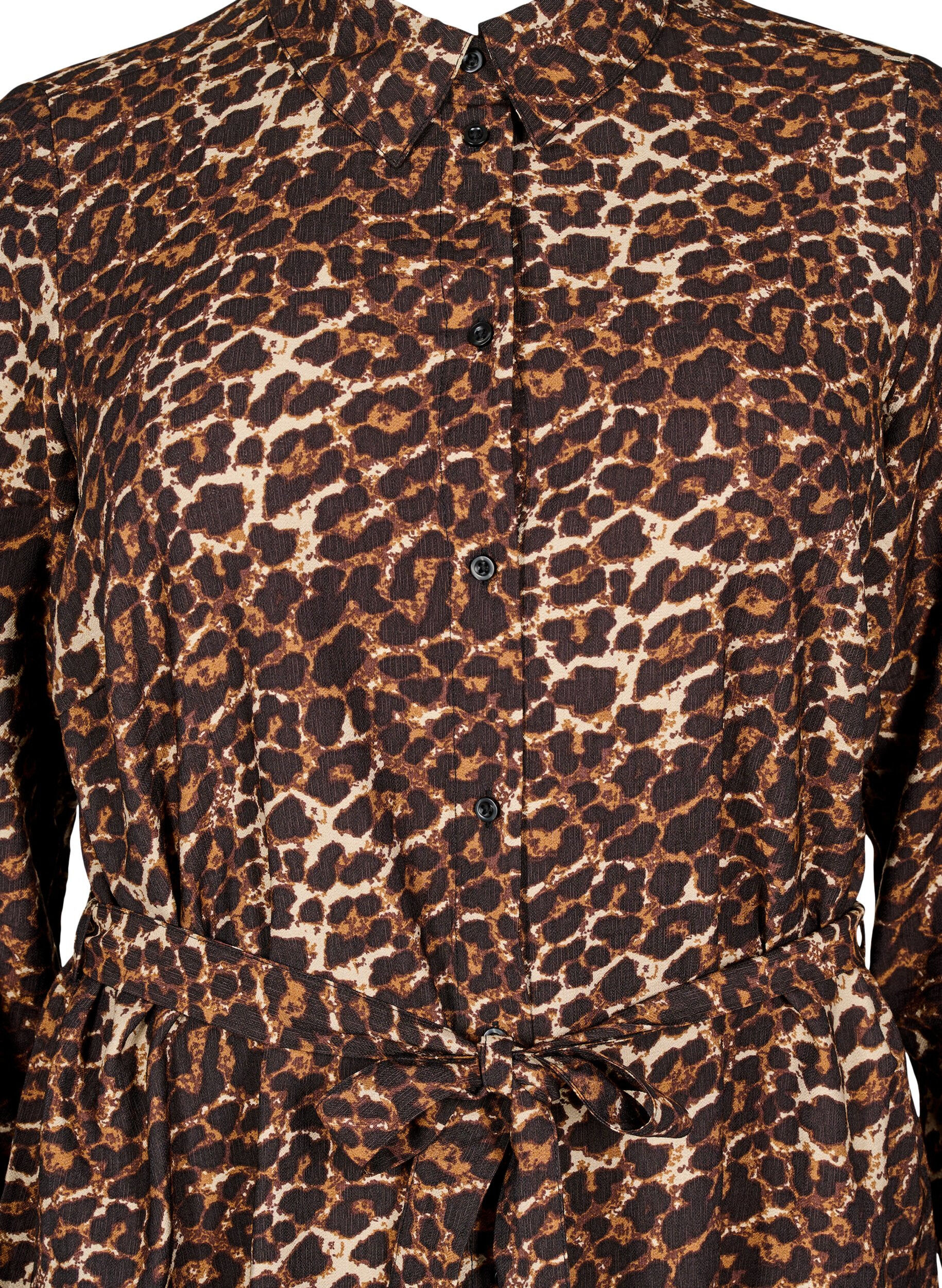 ZizziJurk met lange mouwen en strikriem, Bruin, Packshot image number 2