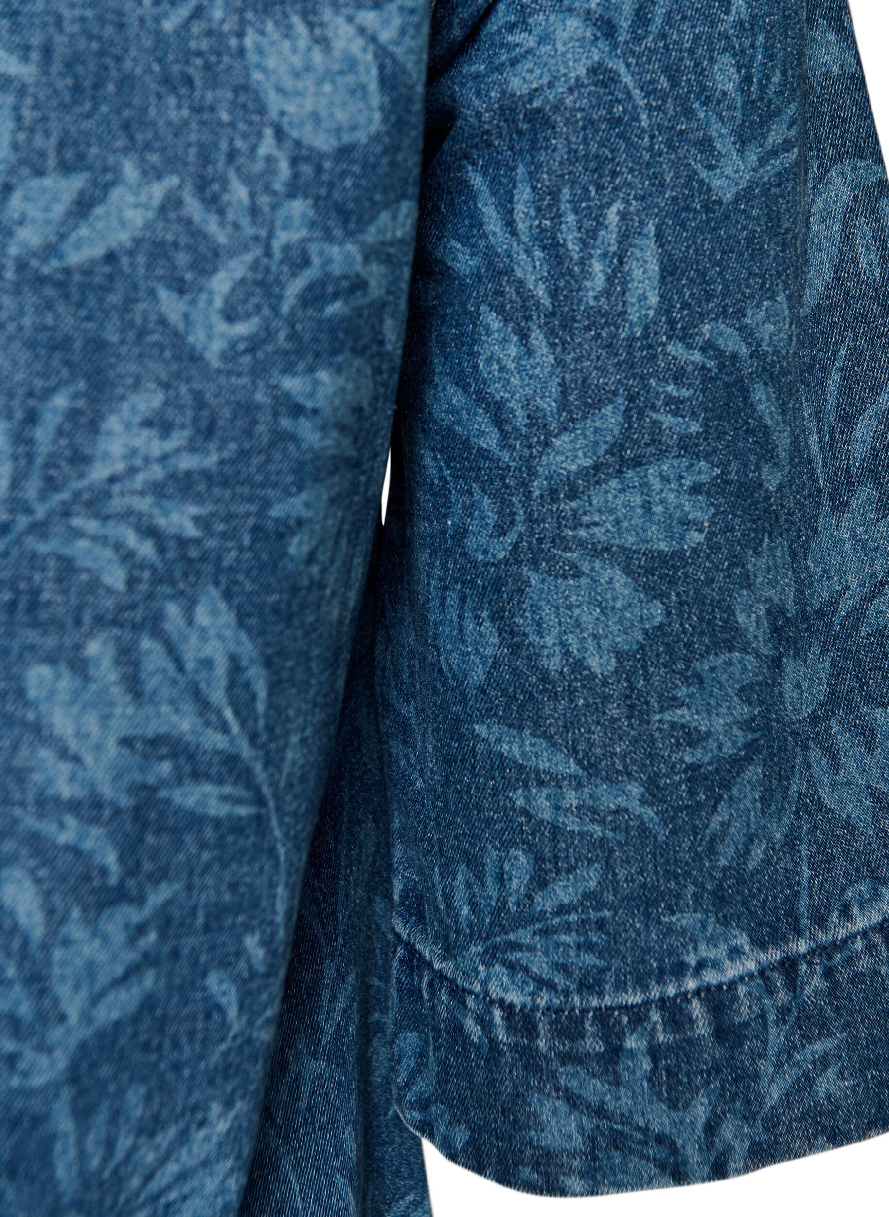ZizziDenimjurk met bloemenprint en borstzakken, Blauw, Packshot image number 3