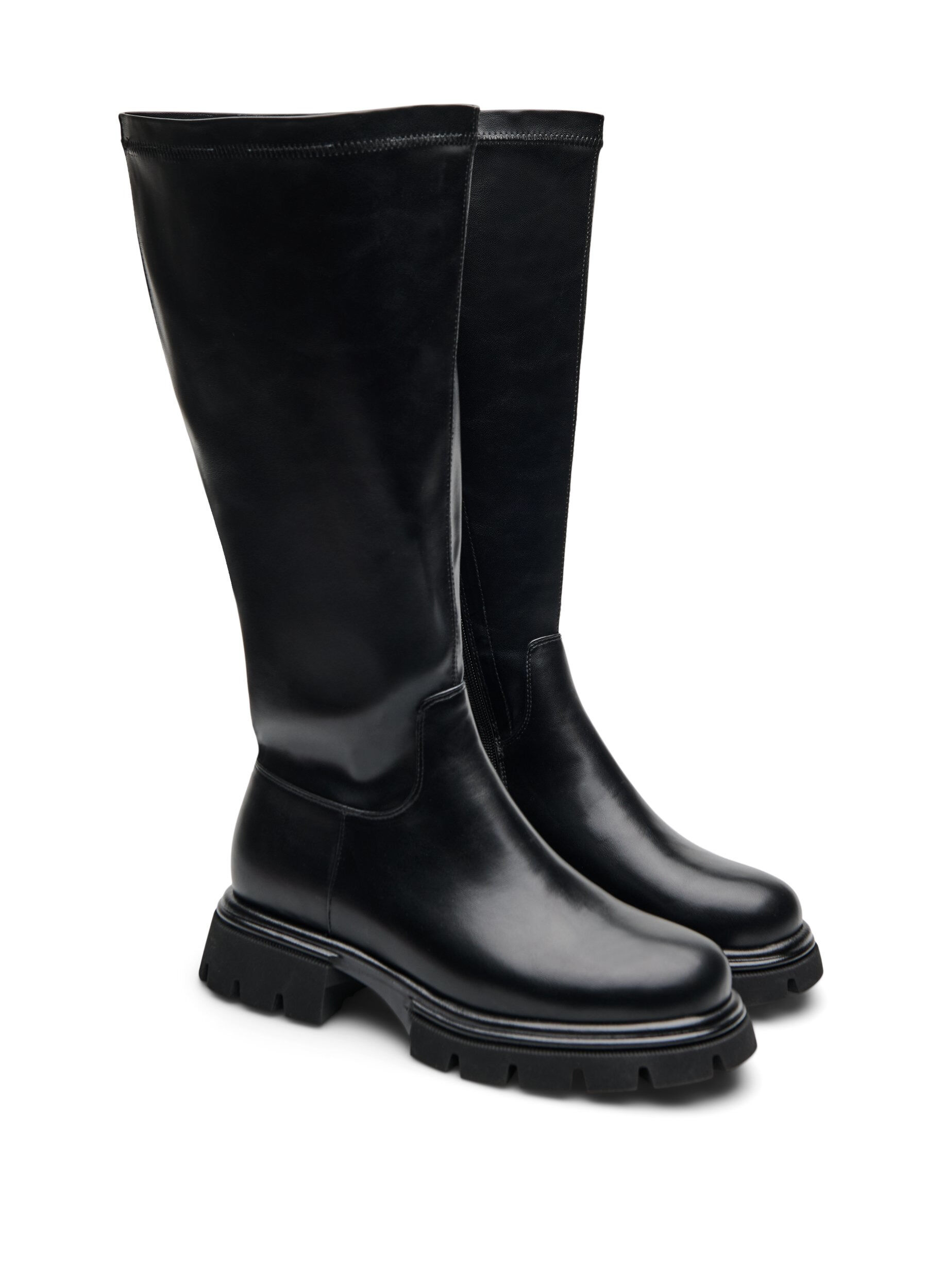 ZizziBotte haute en similicuir avec une semelle &eacute;paisse, Noir, Packshot image number 1