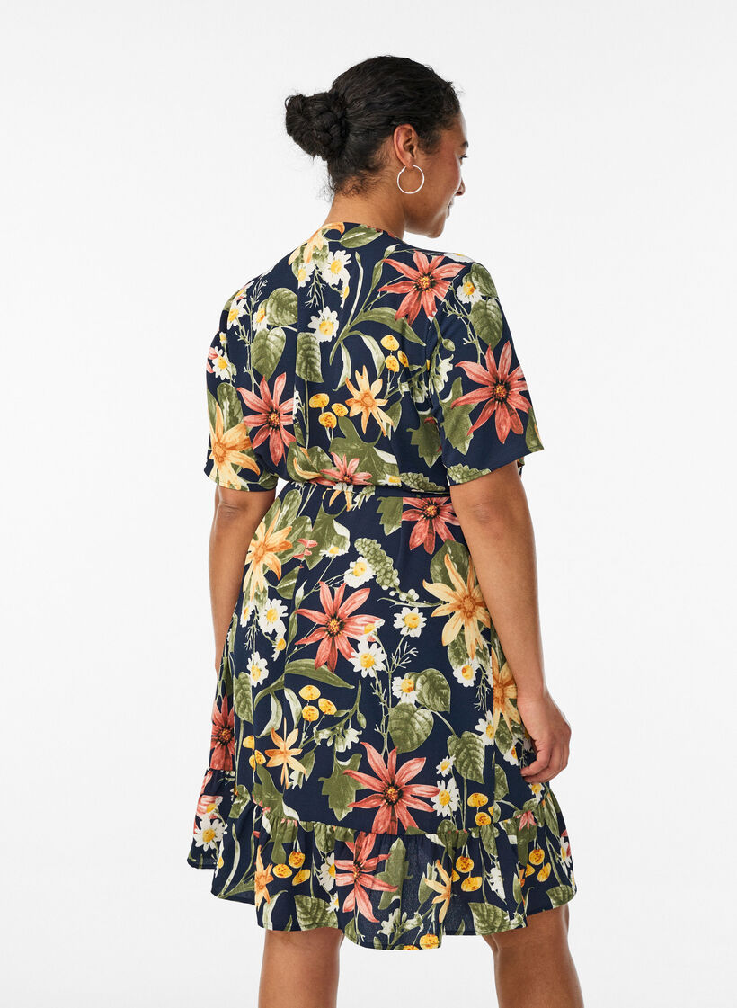 Wikkeljurk met korte mouwen, Blauw, Model image number 2