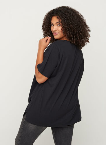 T-shirt en coton à paillettes, Black w Excla, Model image number 1