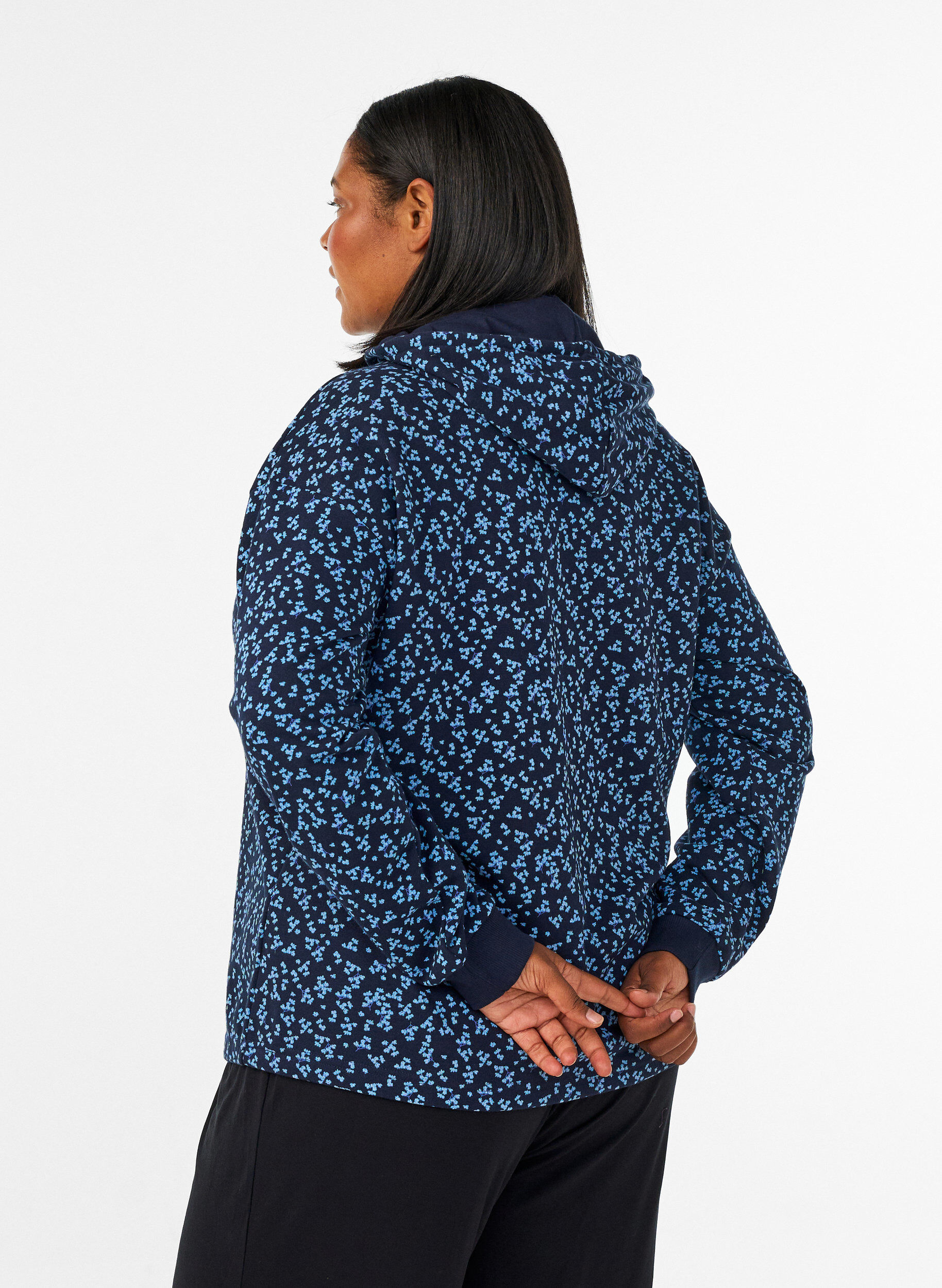 ZizziSweat &agrave; capuche avec imprim&eacute; int&eacute;gral, Bleu, Model image number 2