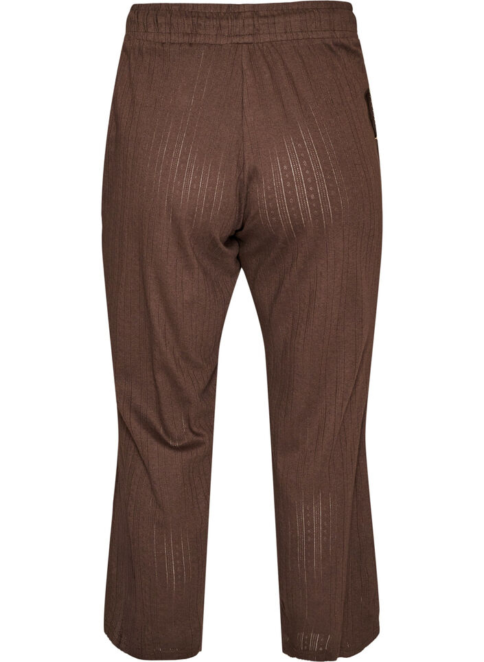Bas de pyjama en coton biologique avec broderie ajour&eacute;e, Marron, Packshot image number 1