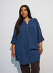 Tunique en mousseline de coton avec broderie anglaise, Bleu, Model image number 0