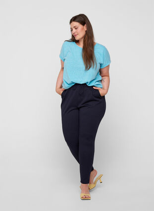 T-shirt chiné en coton, River Blue Melange, Model image number 2