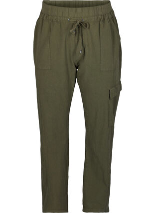 Pantalon ample en coton, Ivy Green, Packshot image number 0