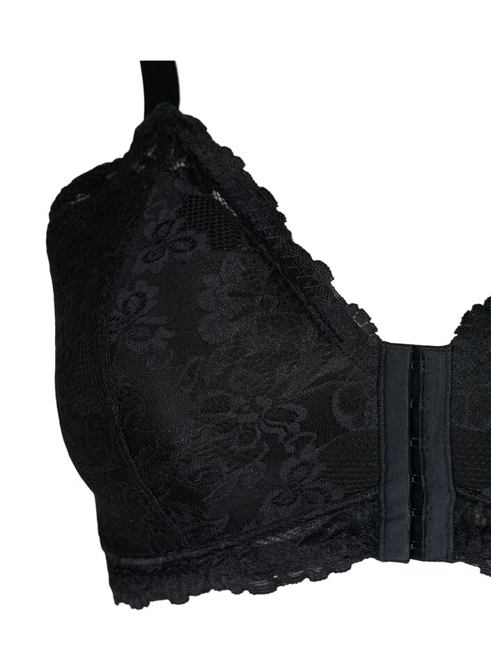 Soutien-gorge en dentelle avec fermeture sur le devant, Black, Packshot image number 2