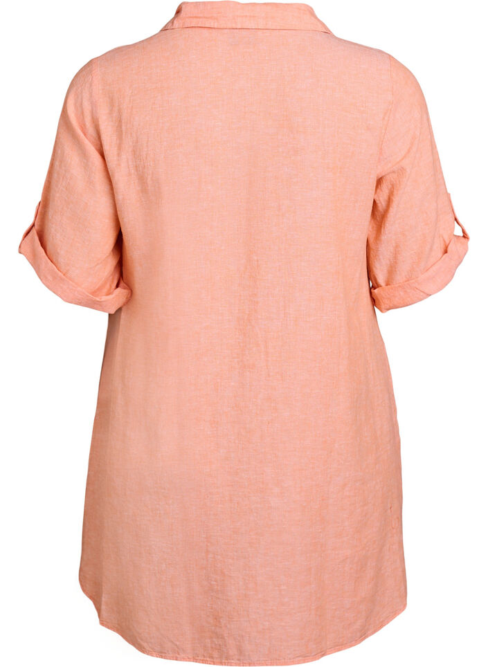 Tuniek van linnen en viscose met A-vorm, Oranje, Packshot image number 1