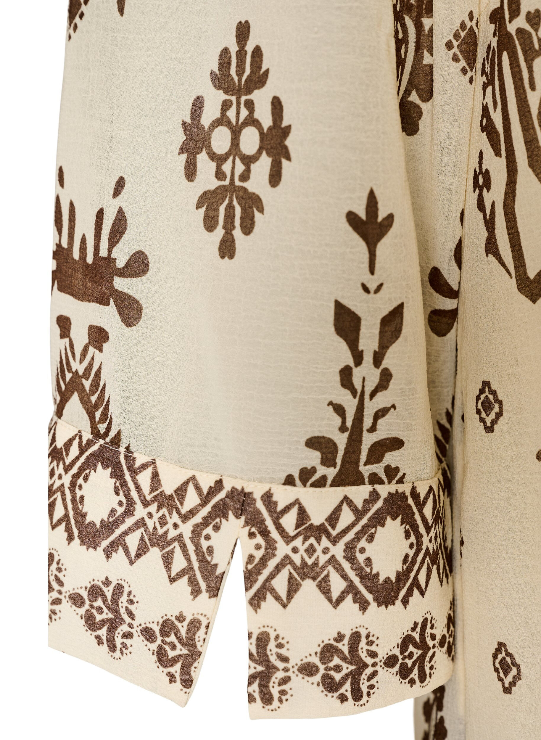 ZizziRobe avec imprim&eacute; ornemental et col &agrave; volants, Beige, Packshot image number 3