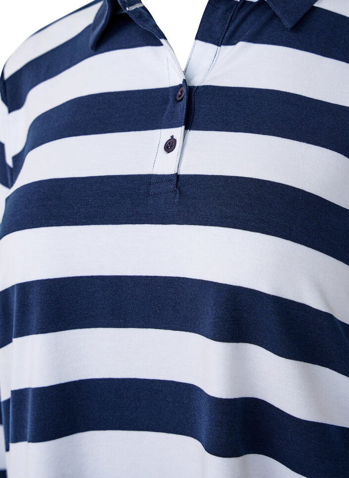 Polo shirt met lange mouwen en strepen, Blauw, Packshot image number 2