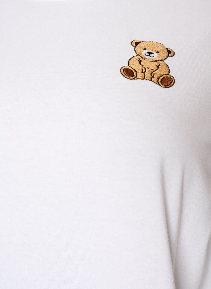 T-shirt en coton bio avec motif ourson, Blanc, Packshot image number 2