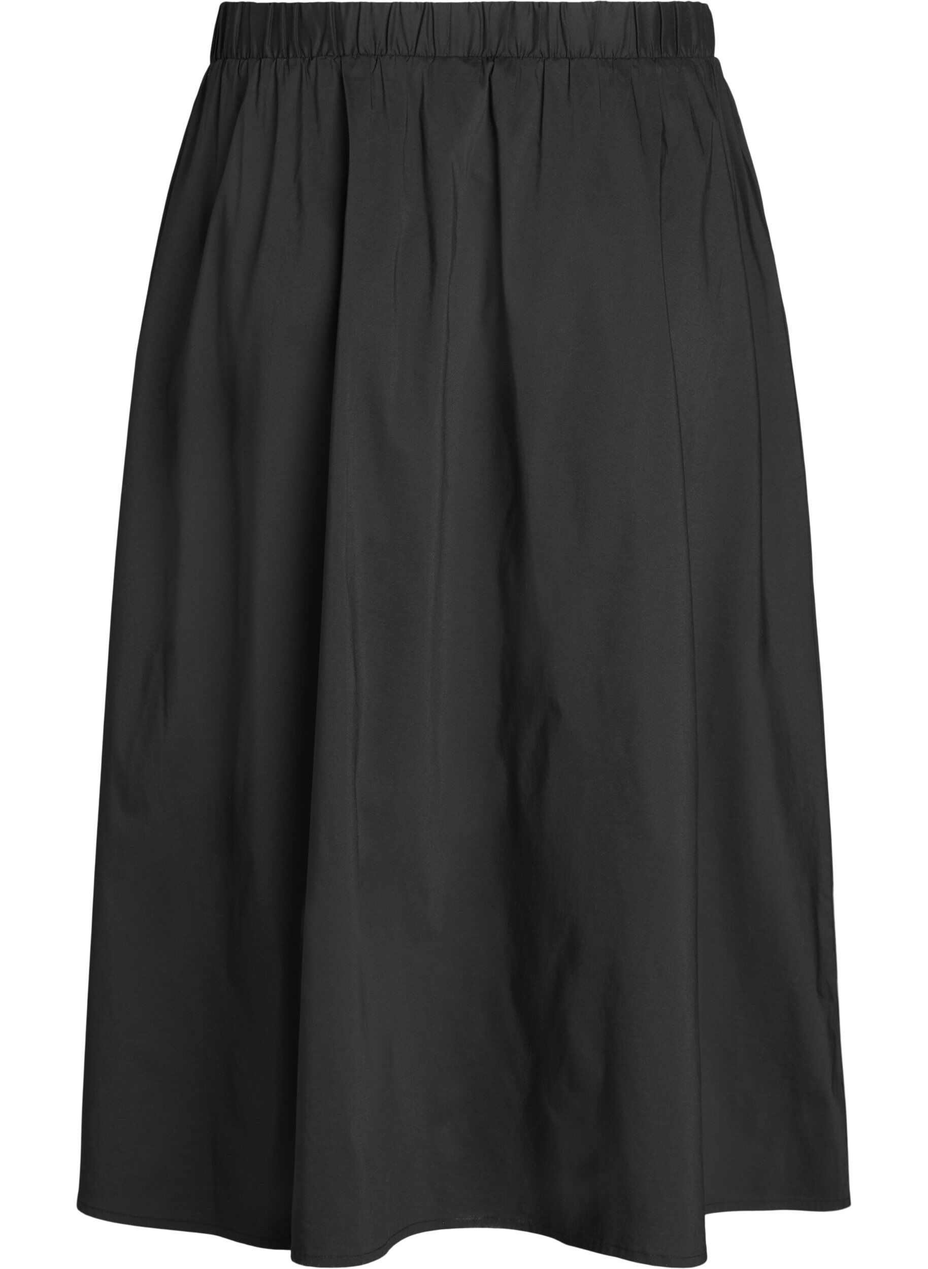 Zizzi Jupe midi avec ceinture &eacute;lastique, Noir, Packshot image number 1