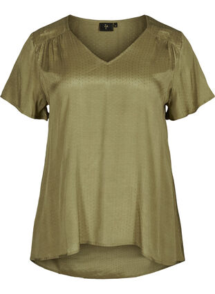 blouse met korte mouwen in viscose, Ivy green, Packshot image number 0
