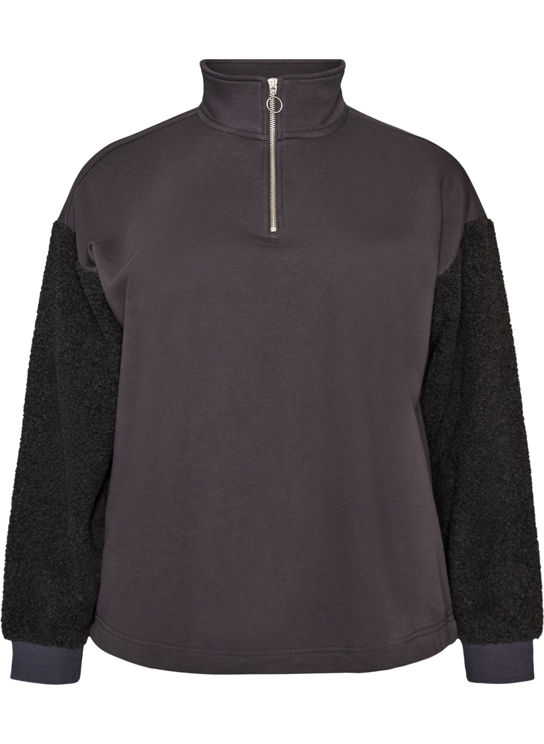 Sweatshirt met teddymouwen en een hoge hals