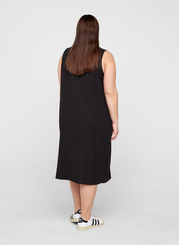 Mouwloze jurk in katoen, Black, Model image number 1