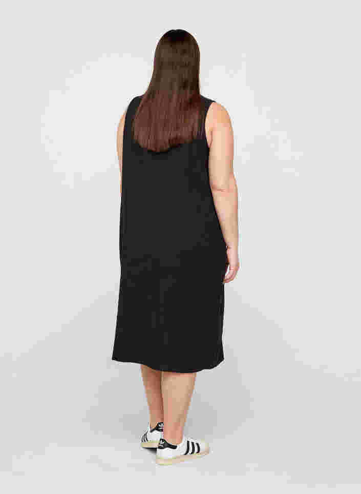 Robe sans manches en coton, Black, Model image number 1