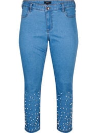 Slim fit Emily jeans met parels, Light Blue, Packshot