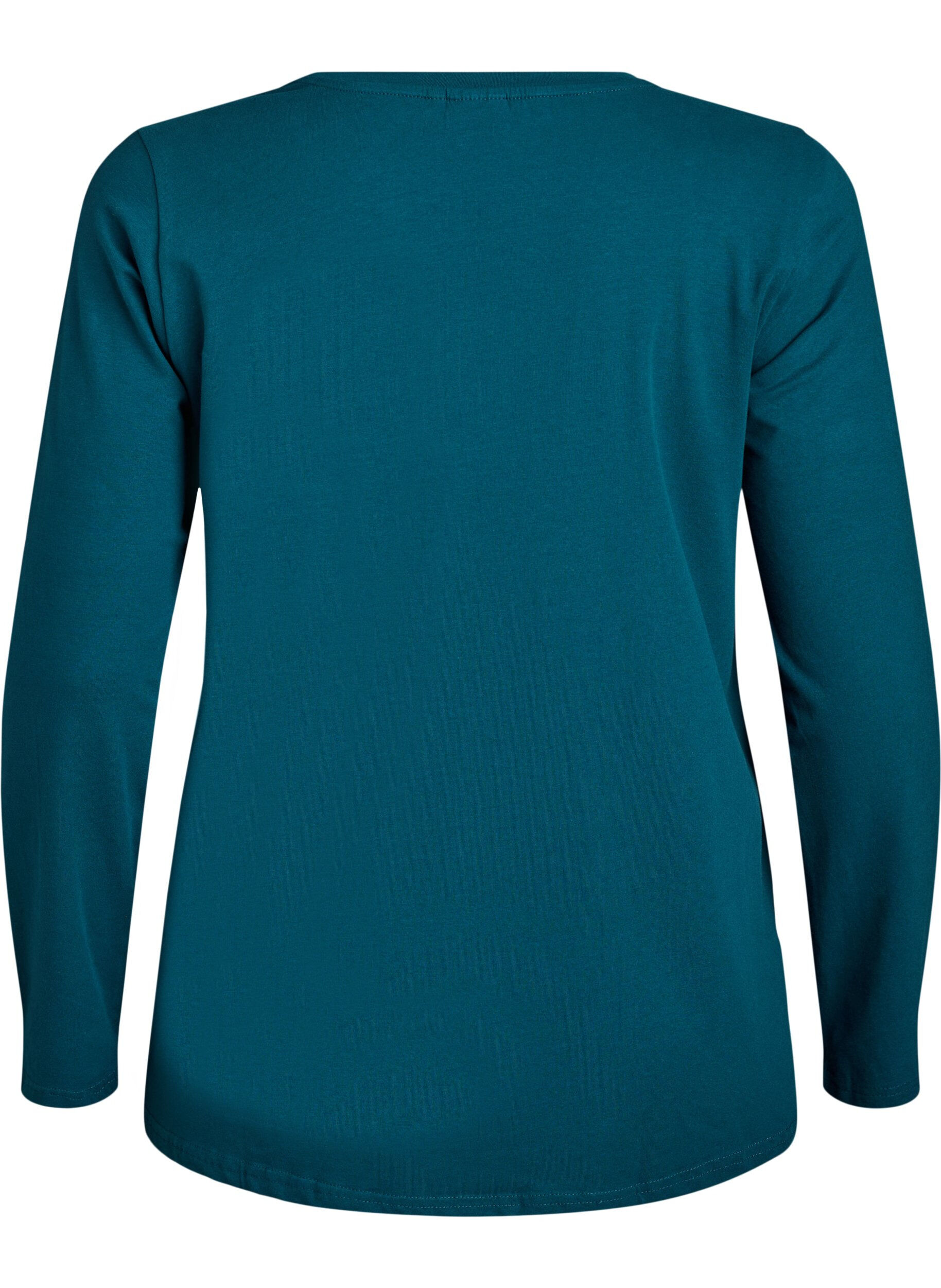 Zizzi Top basic en jersey avec manches longues, Vert fonc&eacute;, Packshot image number 1