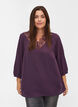 Blouse unie avec dentelle et manches 3/4, Plum Perfect, Model image number 0