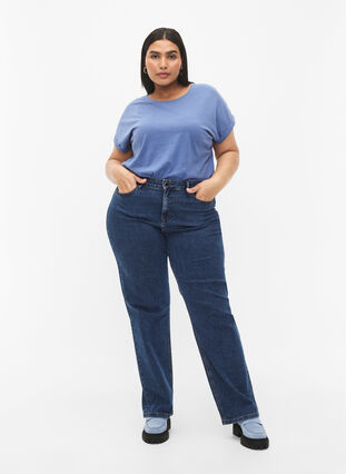 T-shirt à manches courtes en coton mélangé, Moonlight Blue, Model image number 2