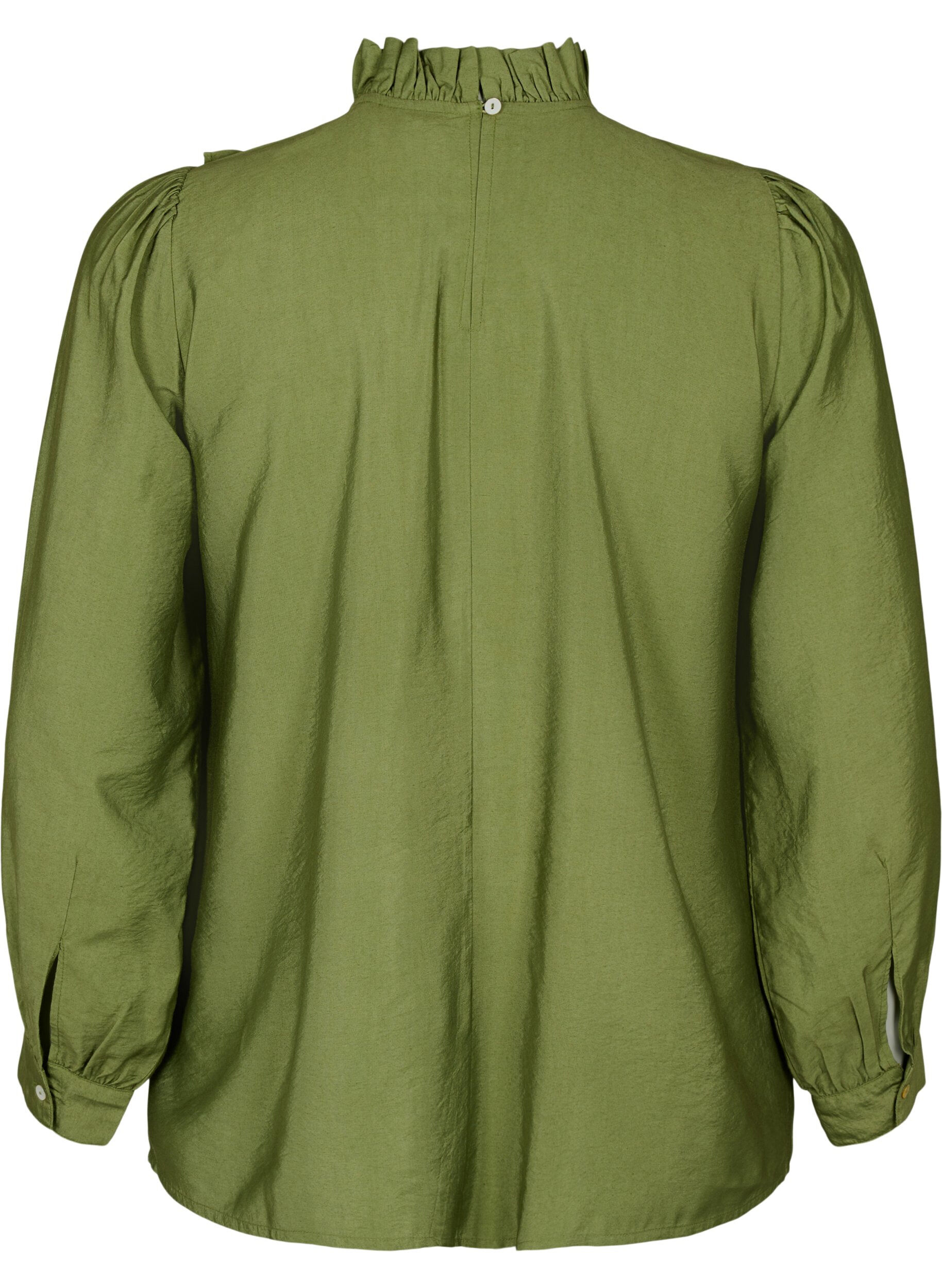 ZizziViscose blouse met franjes., Loden Green, Packshot image number 1