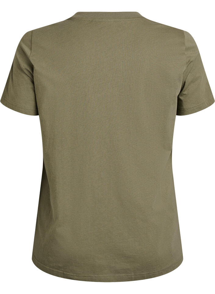 Basic katoenen T-shirt met ronde hals, Groen, Packshot image number 1